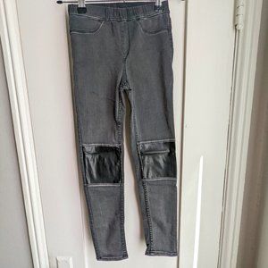 Girls Pants with Faux Leather Patch
